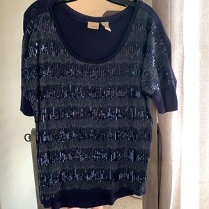Buckle navy sequin top
